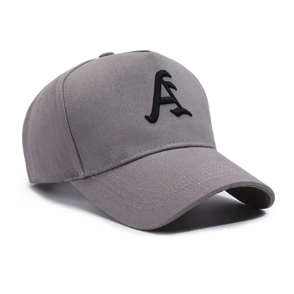 Letter A Embroidery Grey Adjustable Baseball Cap 字母 A刺繡灰色可調節棒球帽 KCHT2392a