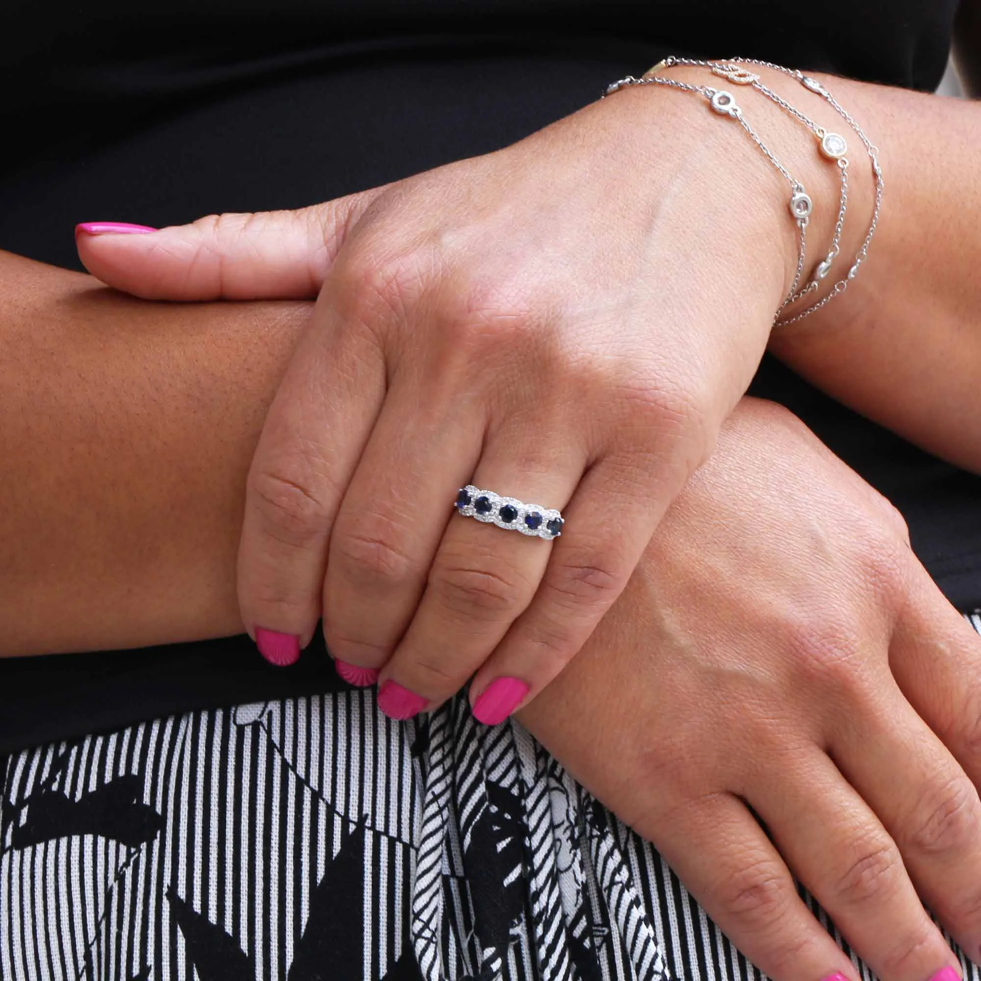 Lola Sapphire and Diamond 5 Stone Ring