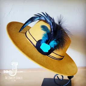 Marabou Blue Spotted Feather & Turquoise Slab Hat Band   Choice of Hat 986a