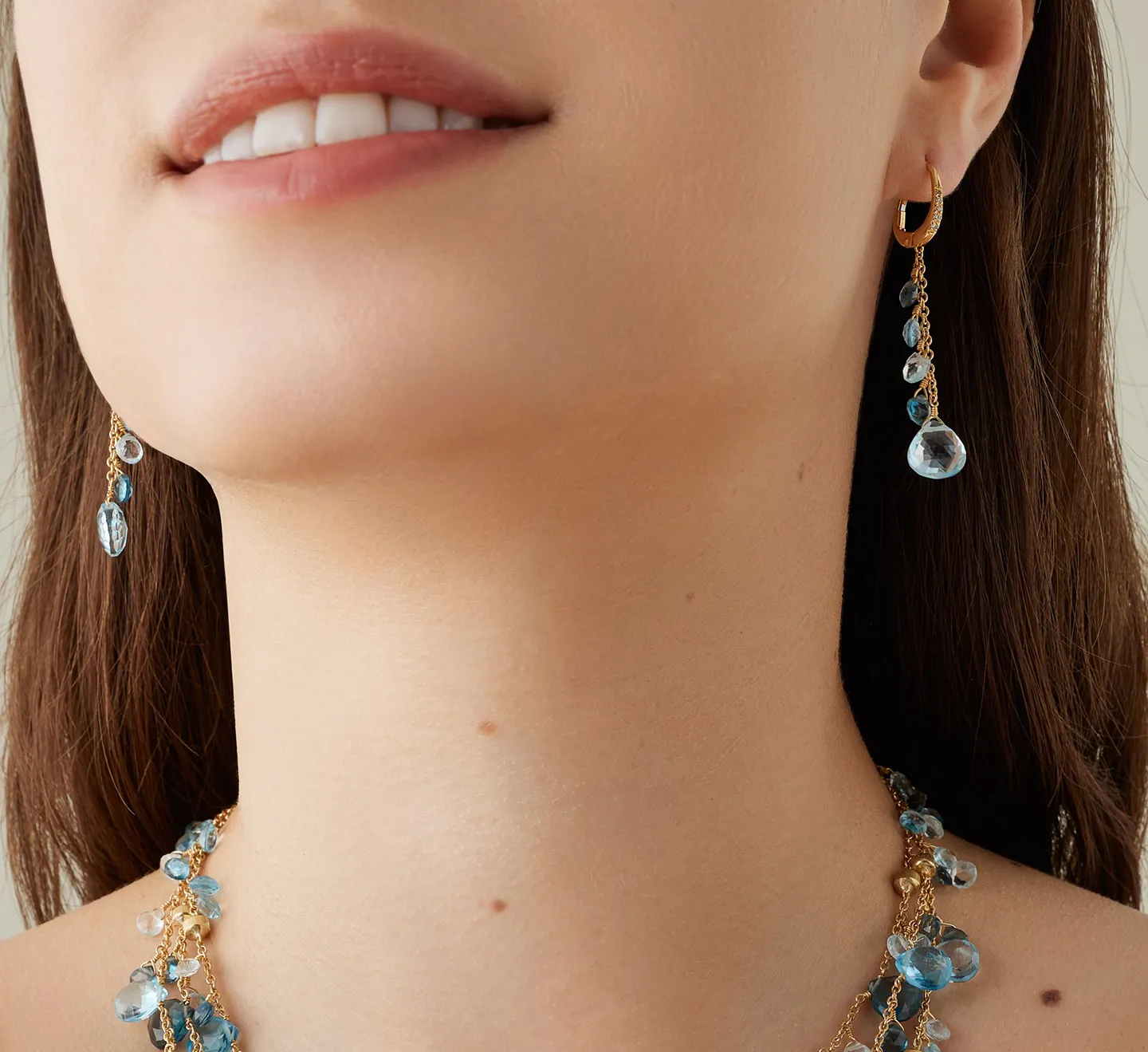 Marco Bicego Paradise Blue Topaz and London Blue Topaz Dangle Earrings