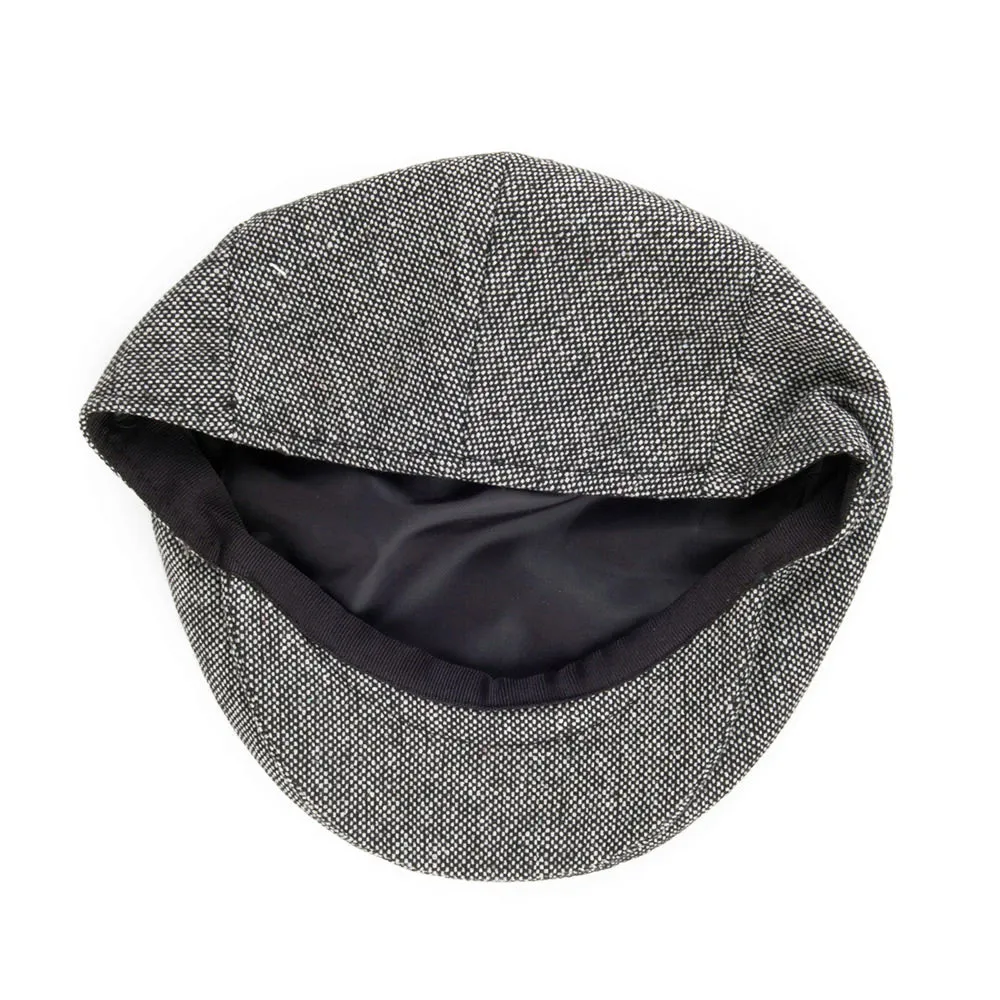 Marl Tweed Flat Cap - Black