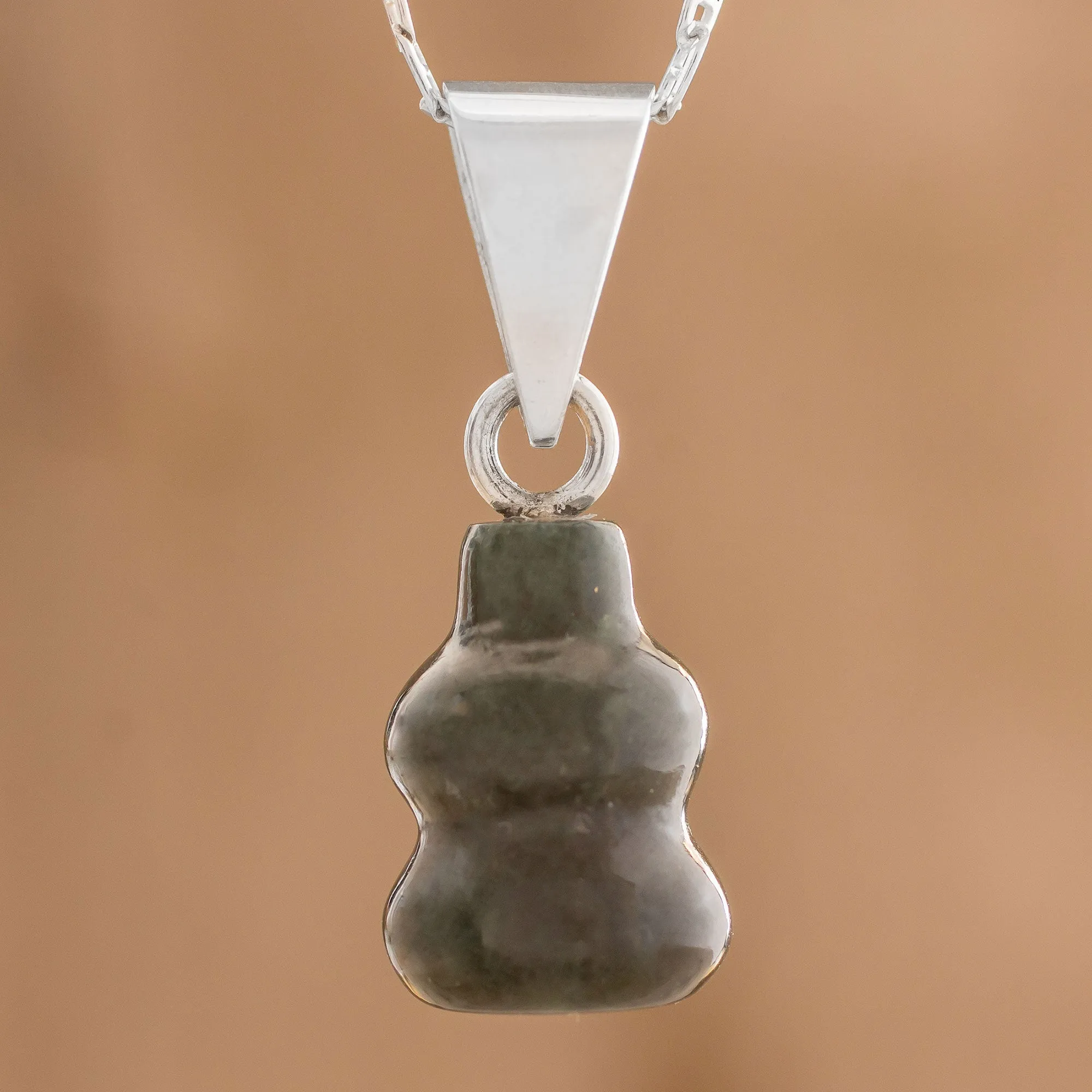 Mayan Tornado Dark Green Jade Pendant Necklace from Guatemala