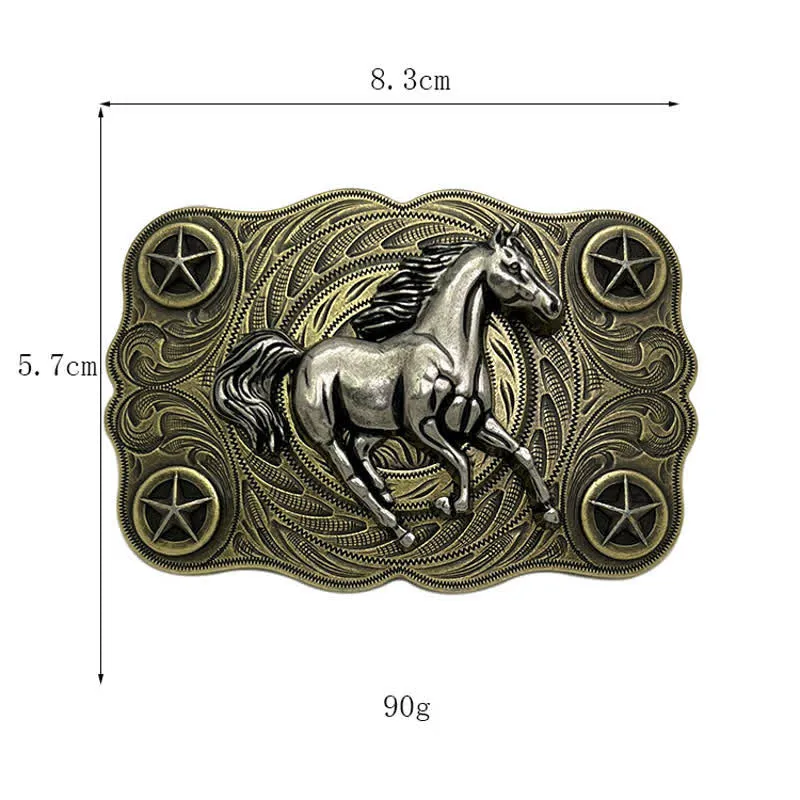 Men's DIY Western Wild Horse Buckle Leather Belt