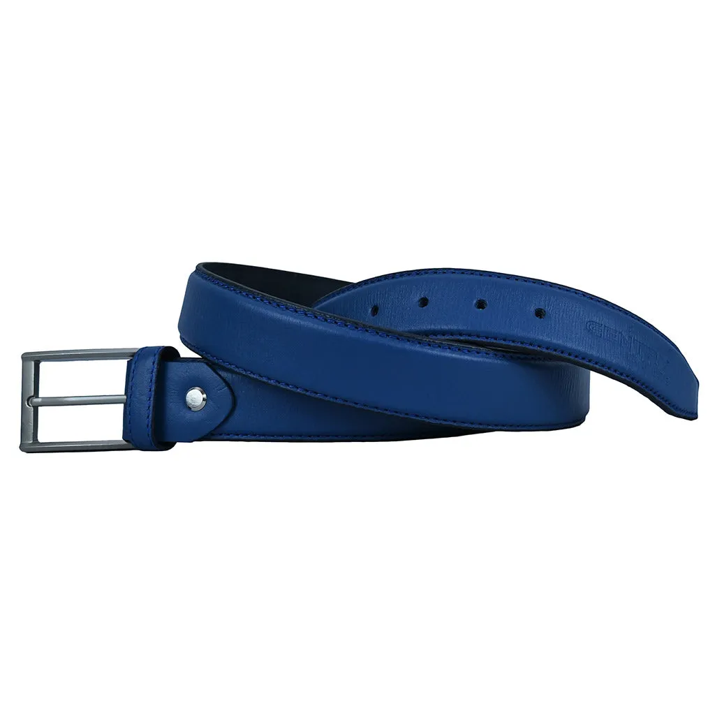 Men's Dress Leather Belt Salika Blue