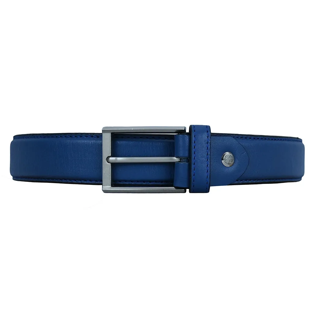 Men's Dress Leather Belt Salika Blue