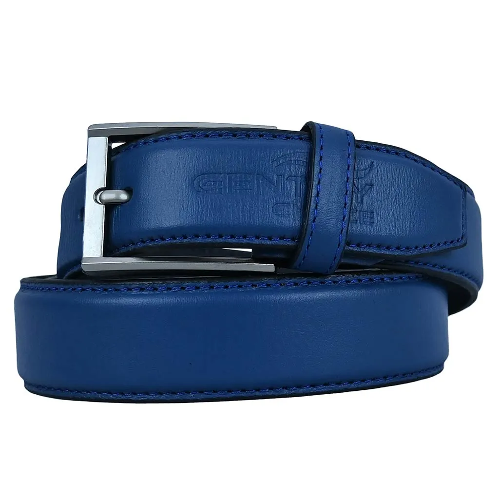 Men's Dress Leather Belt Salika Blue