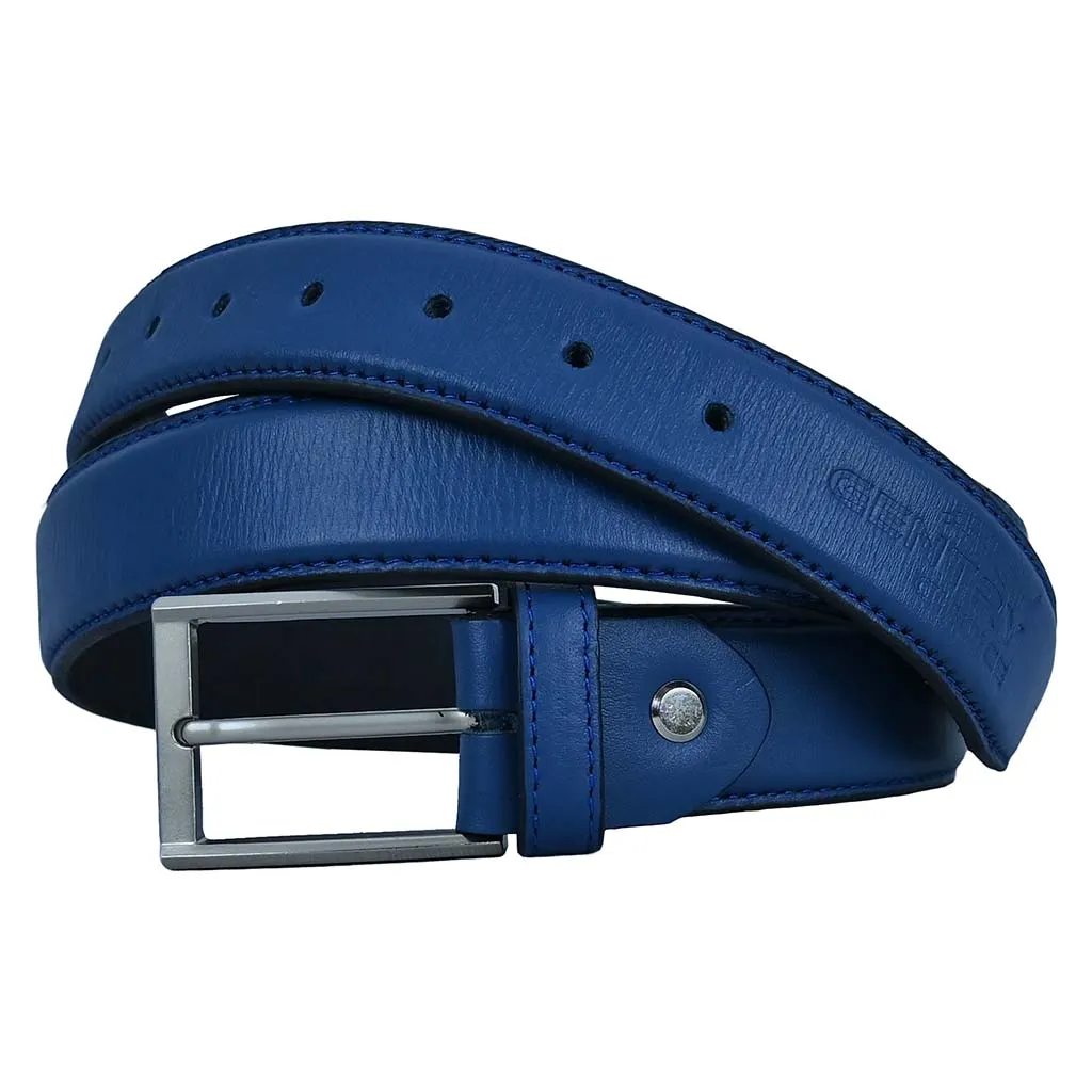 Men's Dress Leather Belt Salika Blue