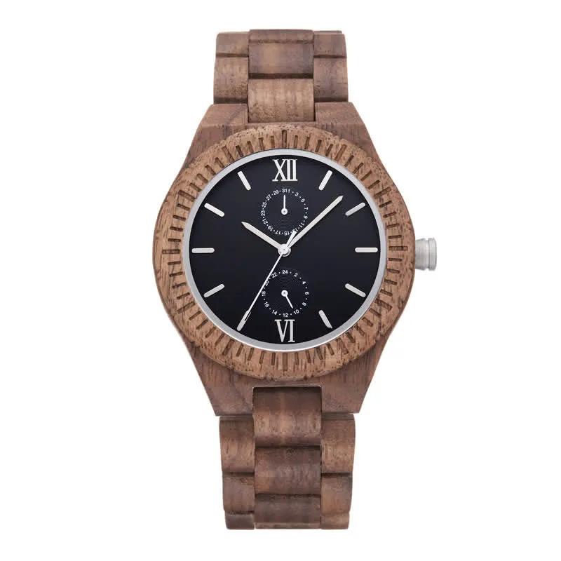 Men's Eco Friendly Wood Two Sub-Dial Wooden Watch