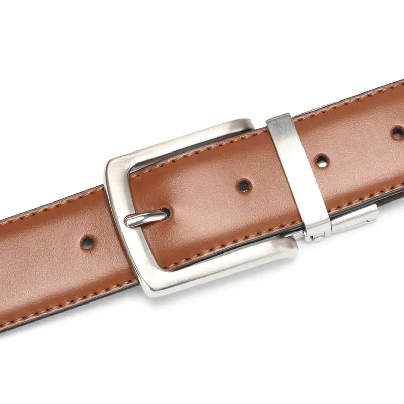 Men's Genuine Leather Belt Reversible For Jeans Male Rotated Buckle Dress Belts Designer Cowskin Leather Belts For Men Black