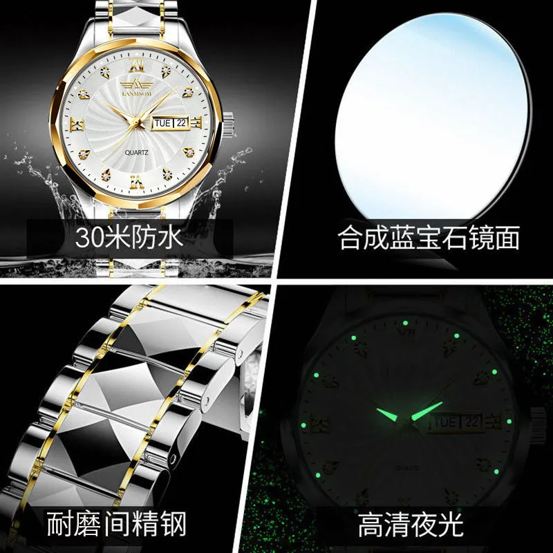 Men's Watch Calendar Quartz Watch Automatic Non-Mechanical Watch Diamond Watch Bracelet