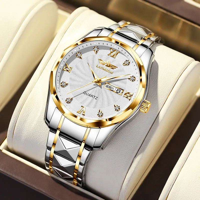 Men's Watch Calendar Quartz Watch Automatic Non-Mechanical Watch Diamond Watch Bracelet