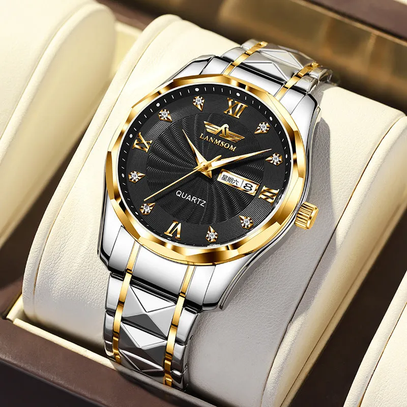 Men's Watch Calendar Quartz Watch Automatic Non-Mechanical Watch Diamond Watch Bracelet