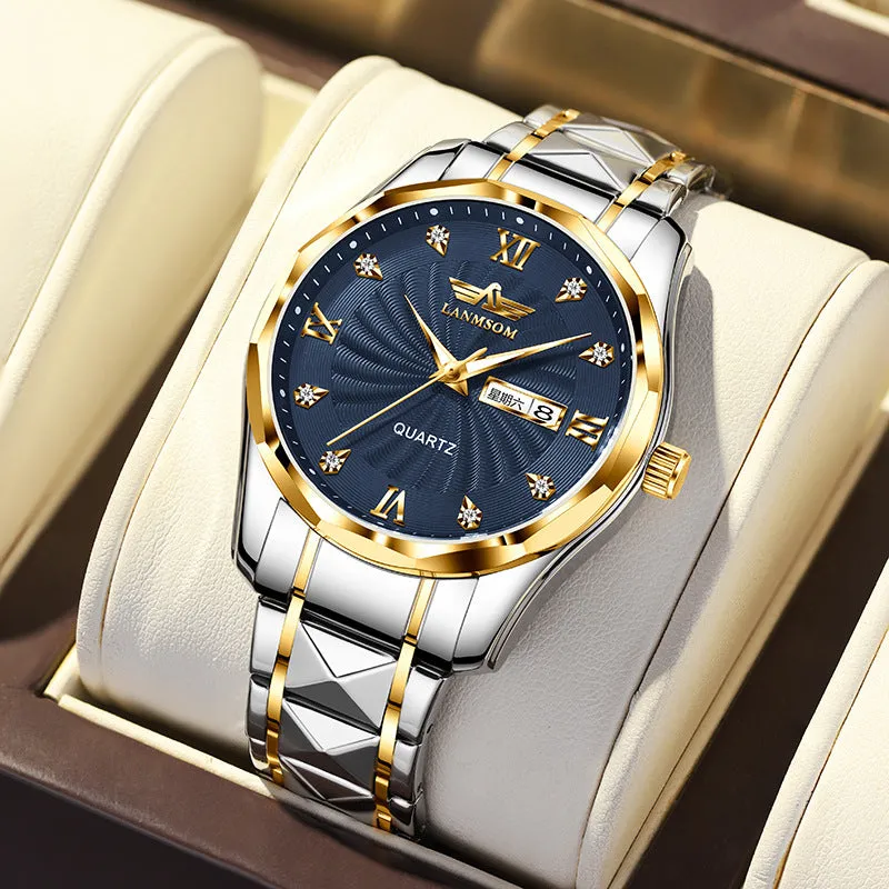 Men's Watch Calendar Quartz Watch Automatic Non-Mechanical Watch Diamond Watch Bracelet