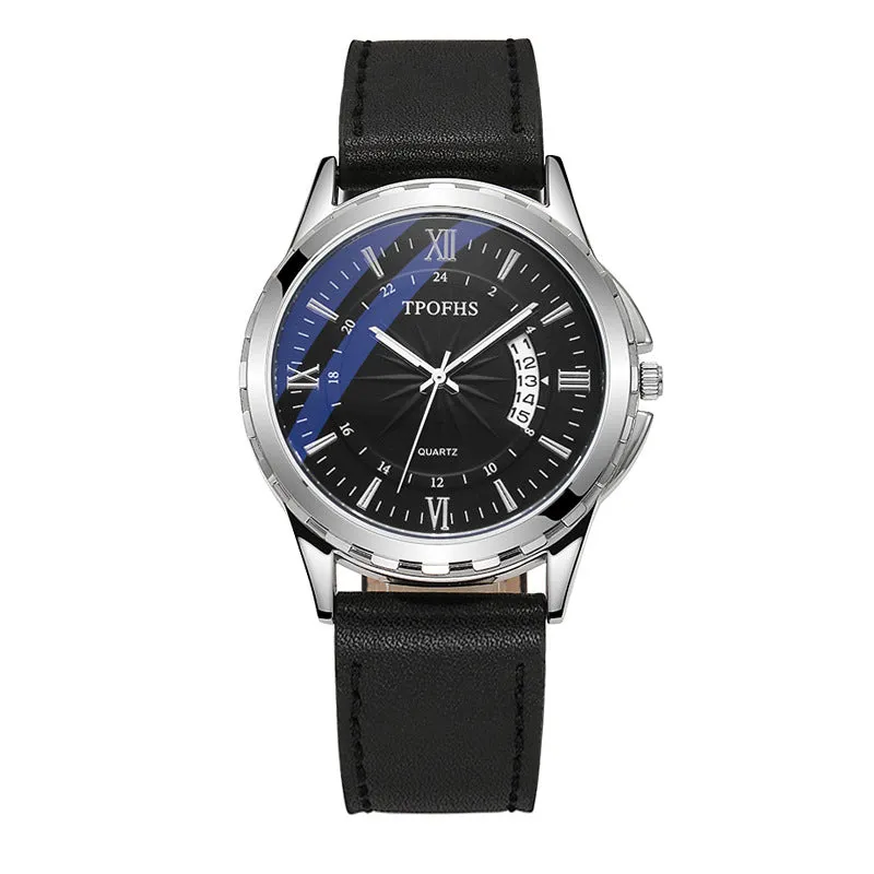 Men's Watch Single Calendar Starlight Pattern Watch Men's Business Steel Belt Quartz Watch