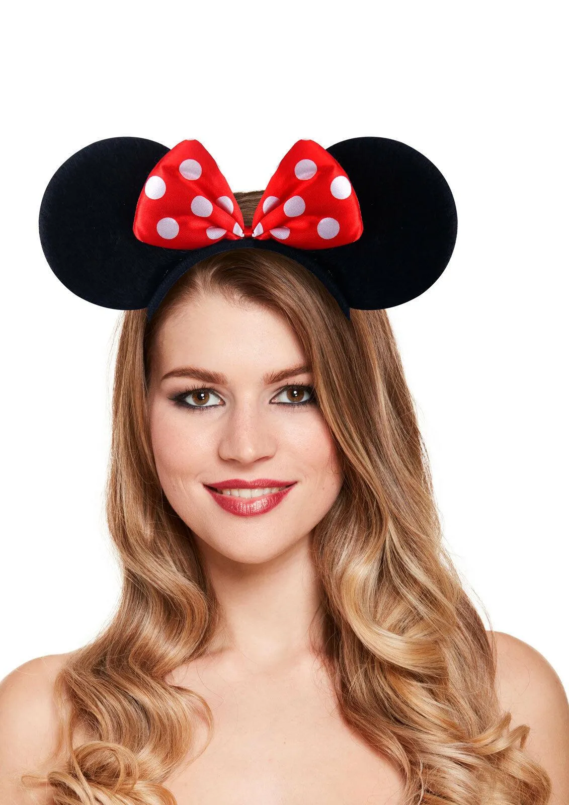 Mickey Mouse Headband Mouse Ears W/Red Bow Women Stag Do Night Black Fancy Dress