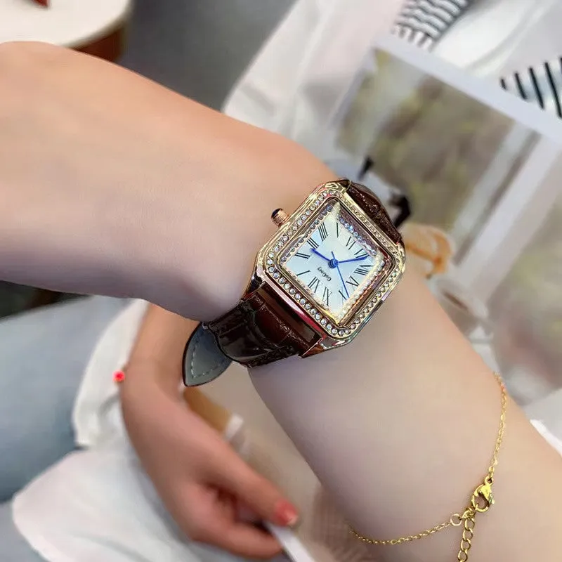 Middle School Student Watch Women's Ins Style High-Grade Light Luxury and Simplicity Full Diamond Quartz Watch