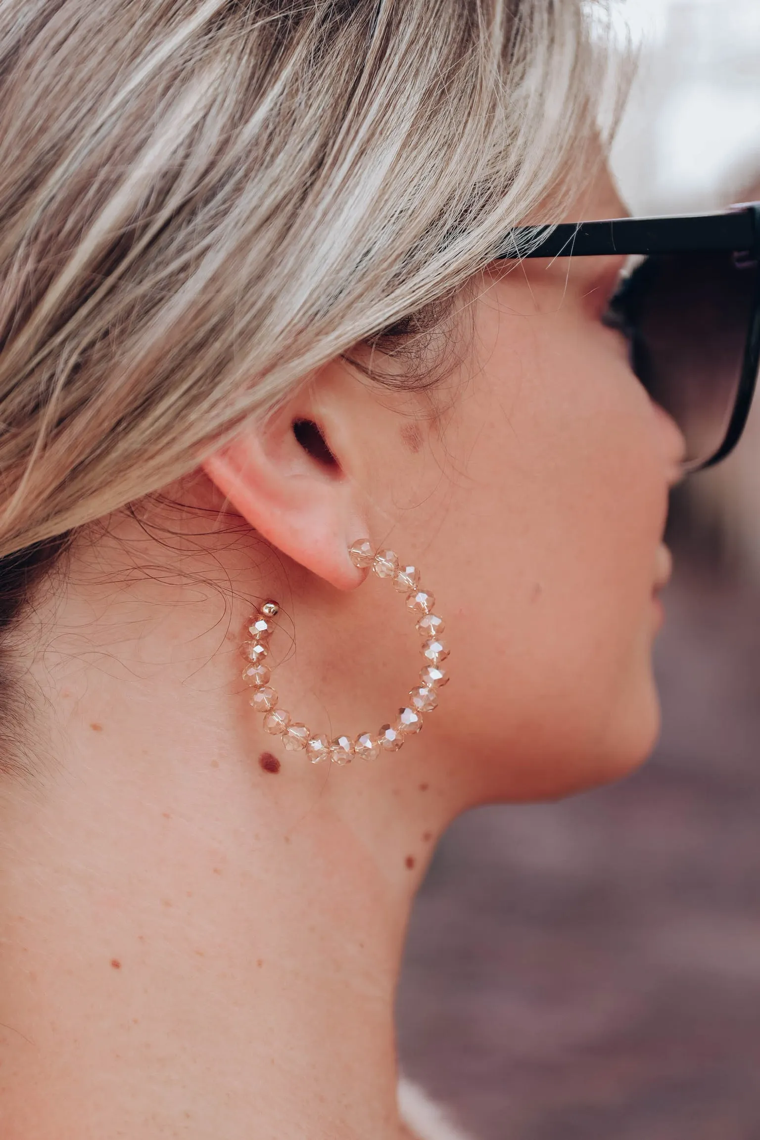 Mindy Beaded Hoop Earrings - Topaz