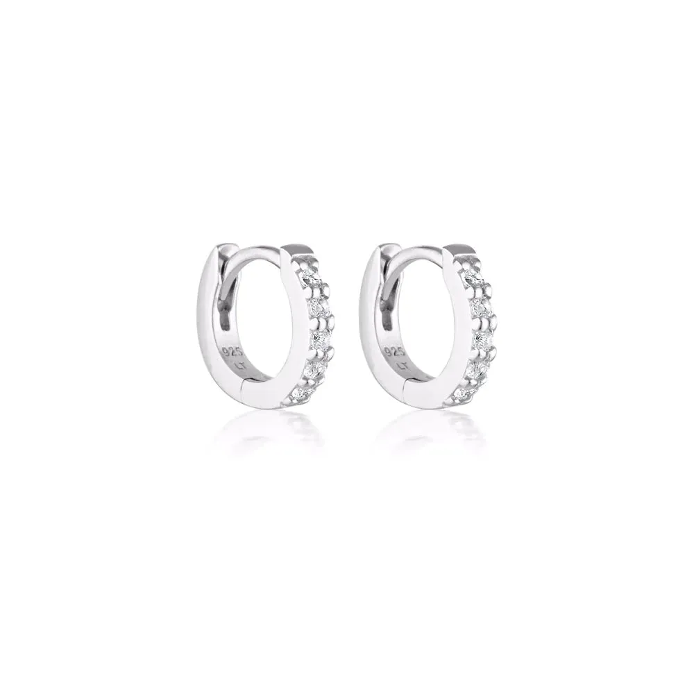 Mini Alpha  Huggie Earrings | White Topaz