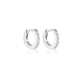 Mini Alpha  Huggie Earrings | White Topaz