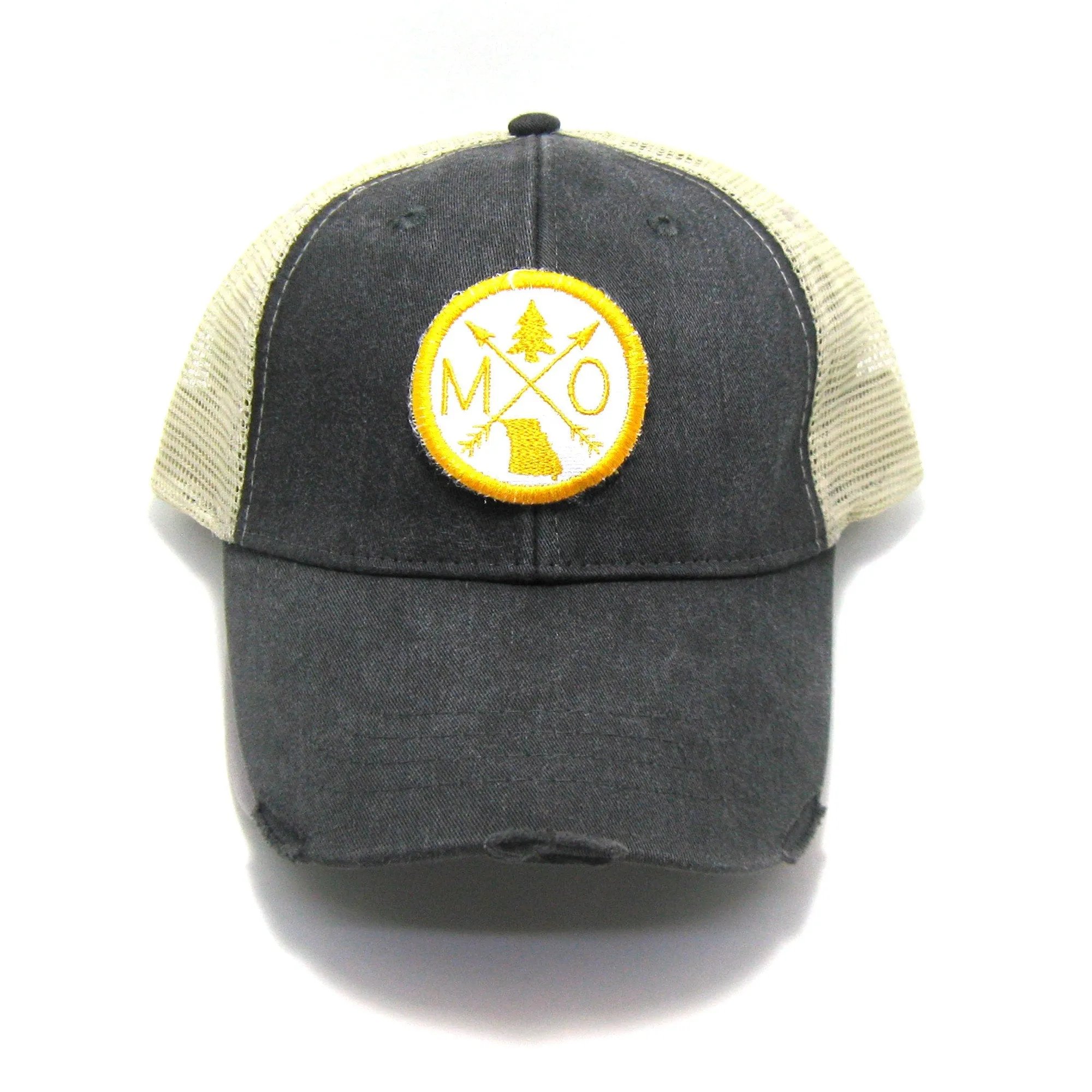 Missouri Hat - Distressed Snapback Trucker Hat - Missouri Arrow Compass