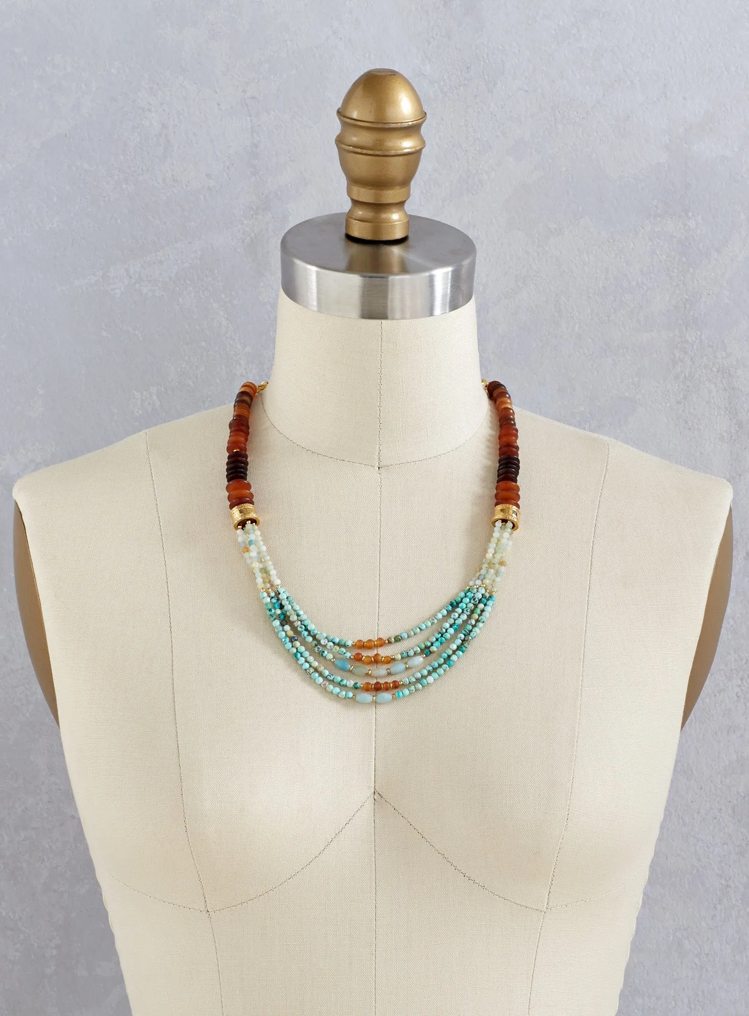 Mitarai Amazonite and Jade Necklace