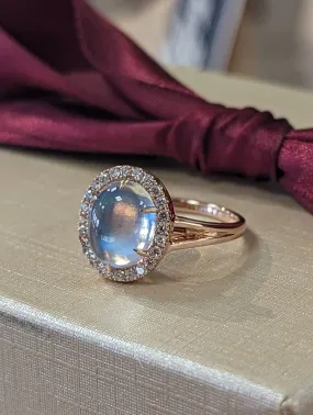 Moonstone halo Ring