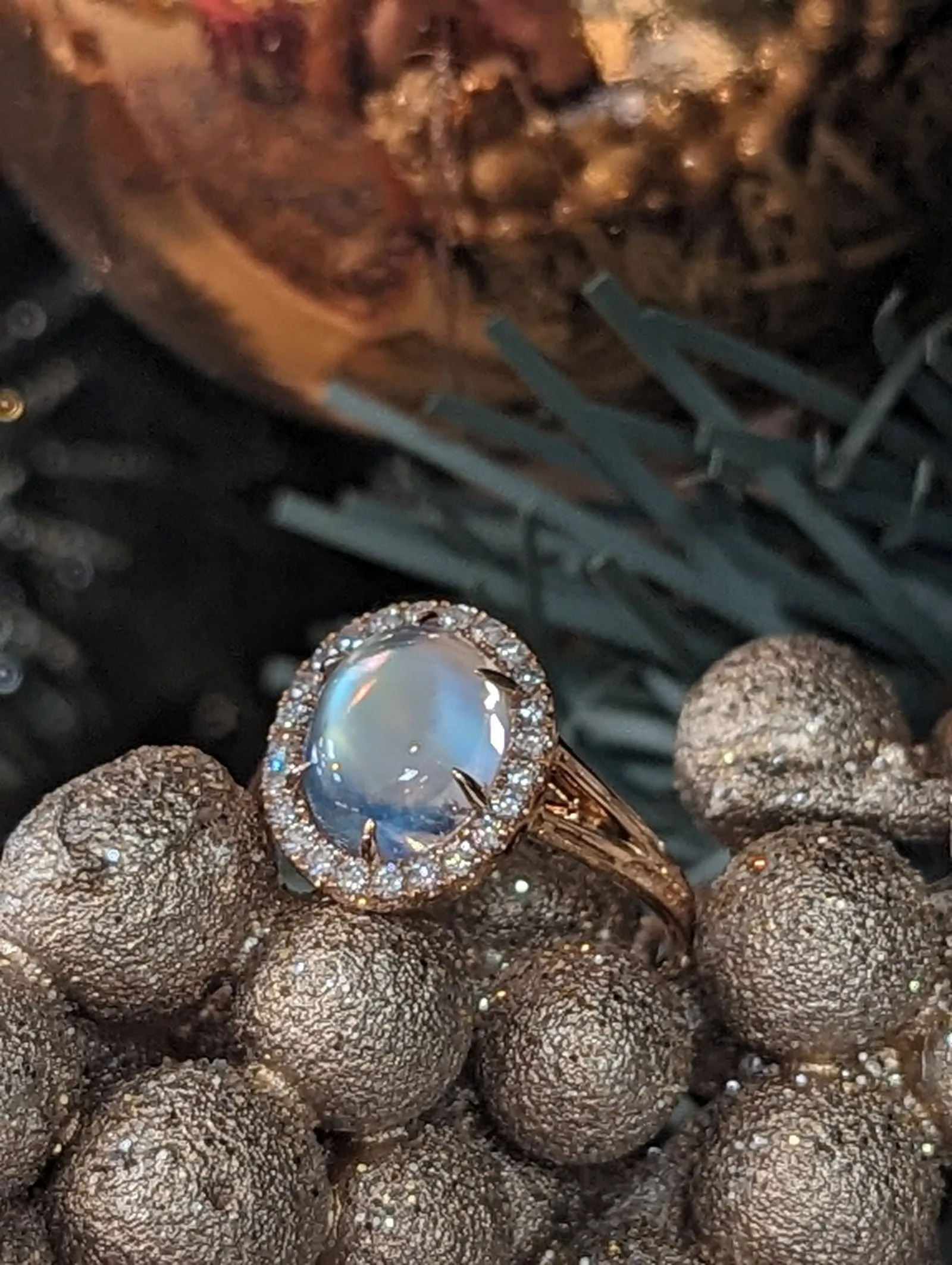 Moonstone halo Ring