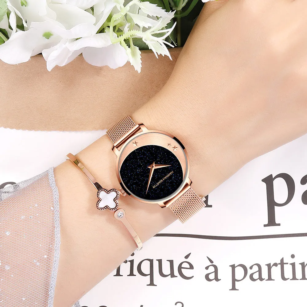 Movement Starry Moon Watch Women's Stainless Steel Fashion Starry Sky Watch