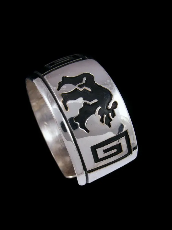 Native American Sterling Silver Overlay Bear Cuff Bracelet