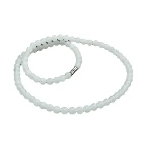 Natural Hetian Jade Necklace, White Jade Beads Jewelry