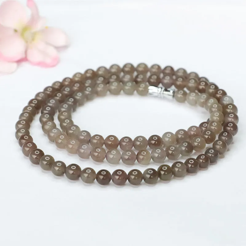 Natural Hetian Jade Smoke Purple 108 Buddha Beads Necklace Beads String Jewelry