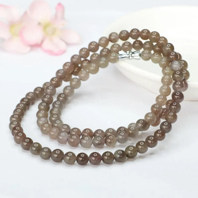 Natural Hetian Jade Smoke Purple 108 Buddha Beads Necklace Beads String Jewelry