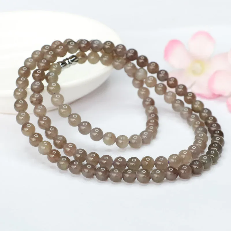 Natural Hetian Jade Smoke Purple 108 Buddha Beads Necklace Beads String Jewelry