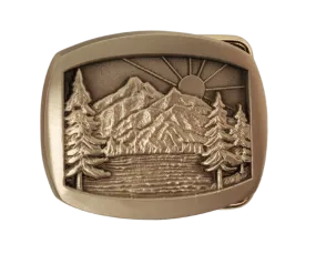 Nature Scene Small Belt Buckle Pewter