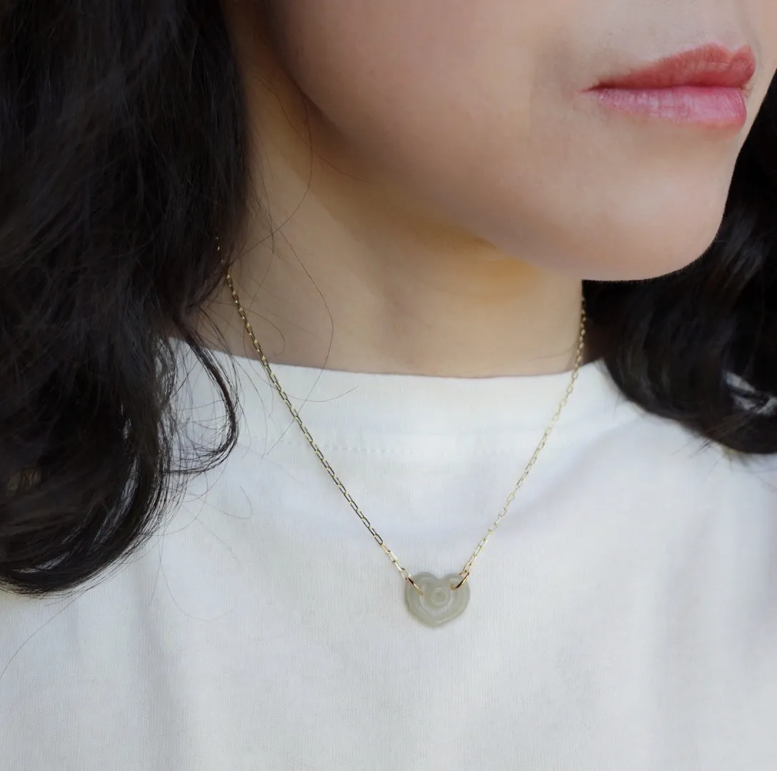 Nephrite Hetian Jade Heart Floating Necklace