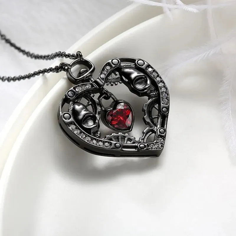 New Korean Fashion Punk Hollow Flame Love Pendant Necklace Men's Women's Simple Rock Pendant Necklace Cool Gift Jewelry