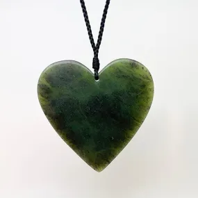 Ngai Tahu NZ Greenstone 7cm Matt Heart Necklace