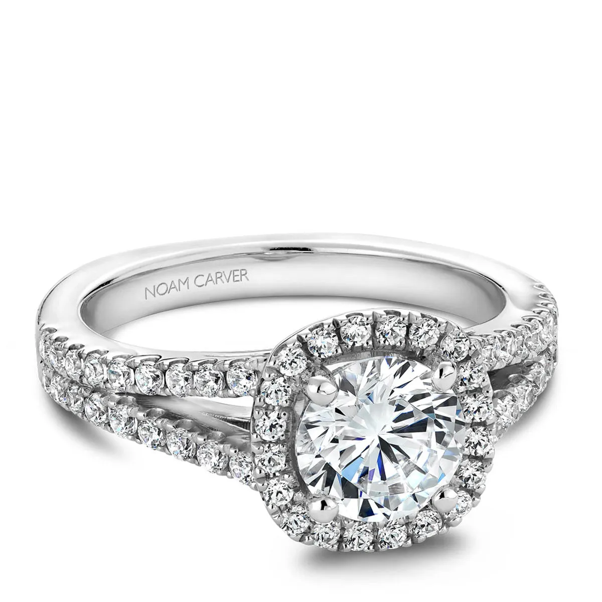 Noam Carver Split Shank Diamond Engagement Ring Setting in White Gold