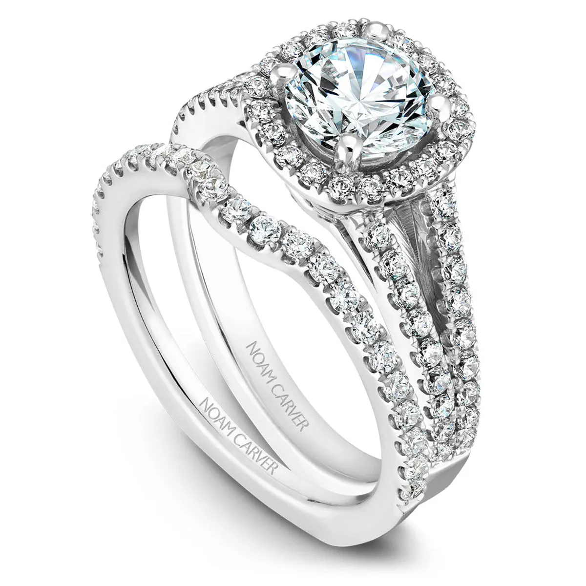 Noam Carver Split Shank Diamond Engagement Ring Setting in White Gold