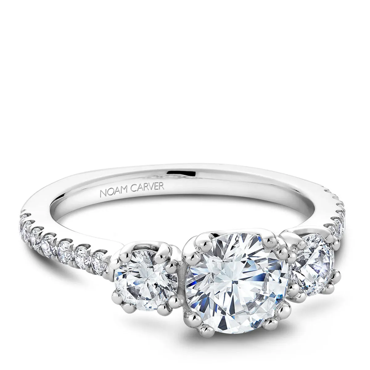 Noam Carver Three-Stone Diamond Engagement Ring in White Gold