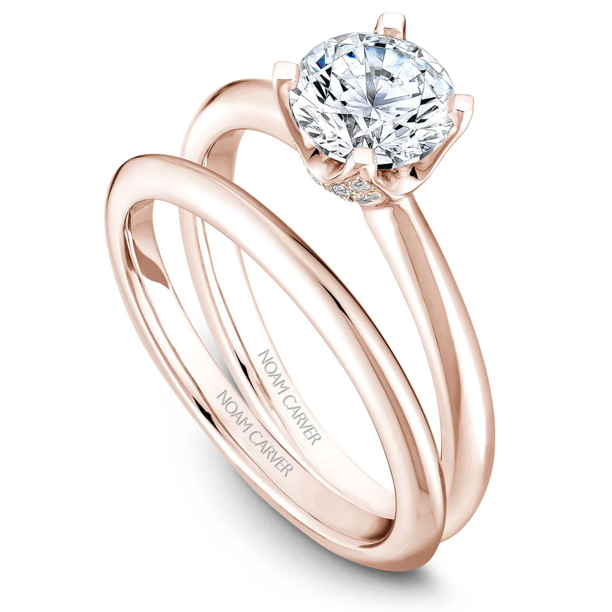 Noam Carver Tulip Solitaire Engagement Ring Setting in Rose Gold