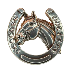 Nocona Horse Head and Horseshoe Buckle w/Rhinstones