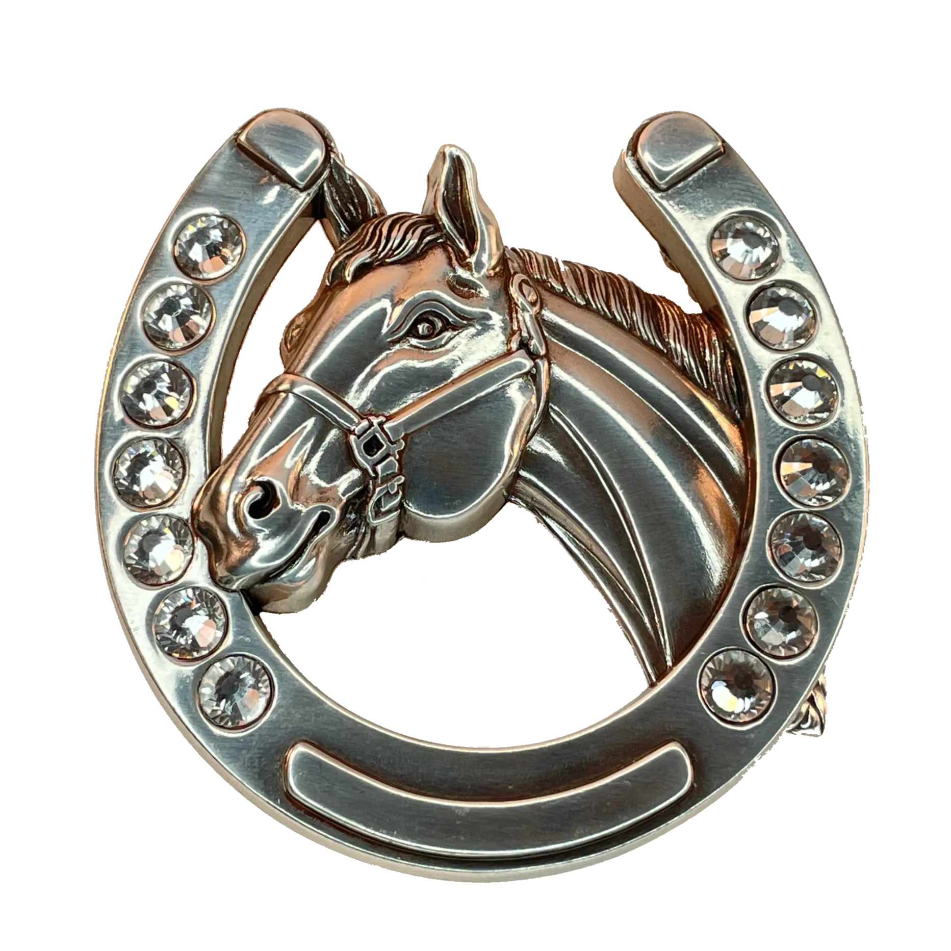 Nocona Horse Head and Horseshoe Buckle w/Rhinstones