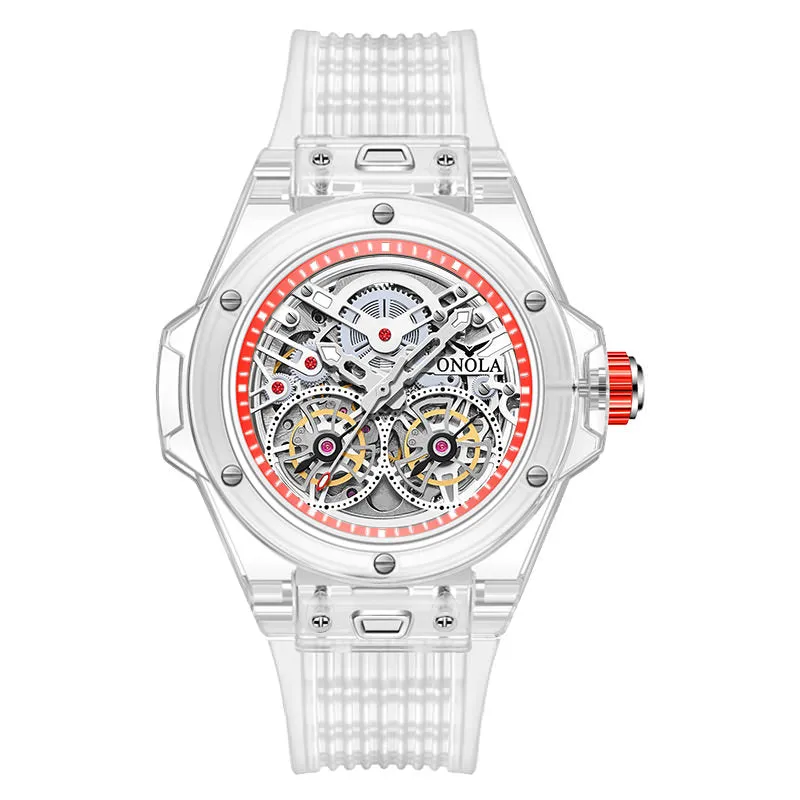 ONOLA Amazing 48mm Skeleton Transparent Watch with Visible Gears