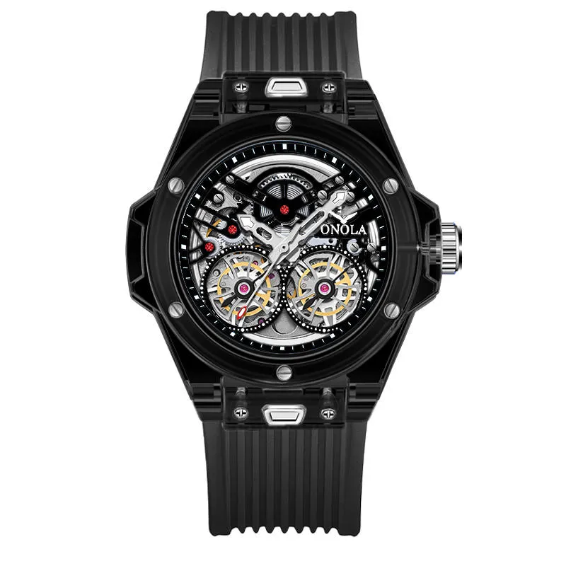 ONOLA Amazing 48mm Skeleton Transparent Watch with Visible Gears