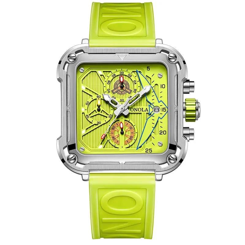 ONOLA Epidemic Square Dial Watch for Men w/ 6 Hands