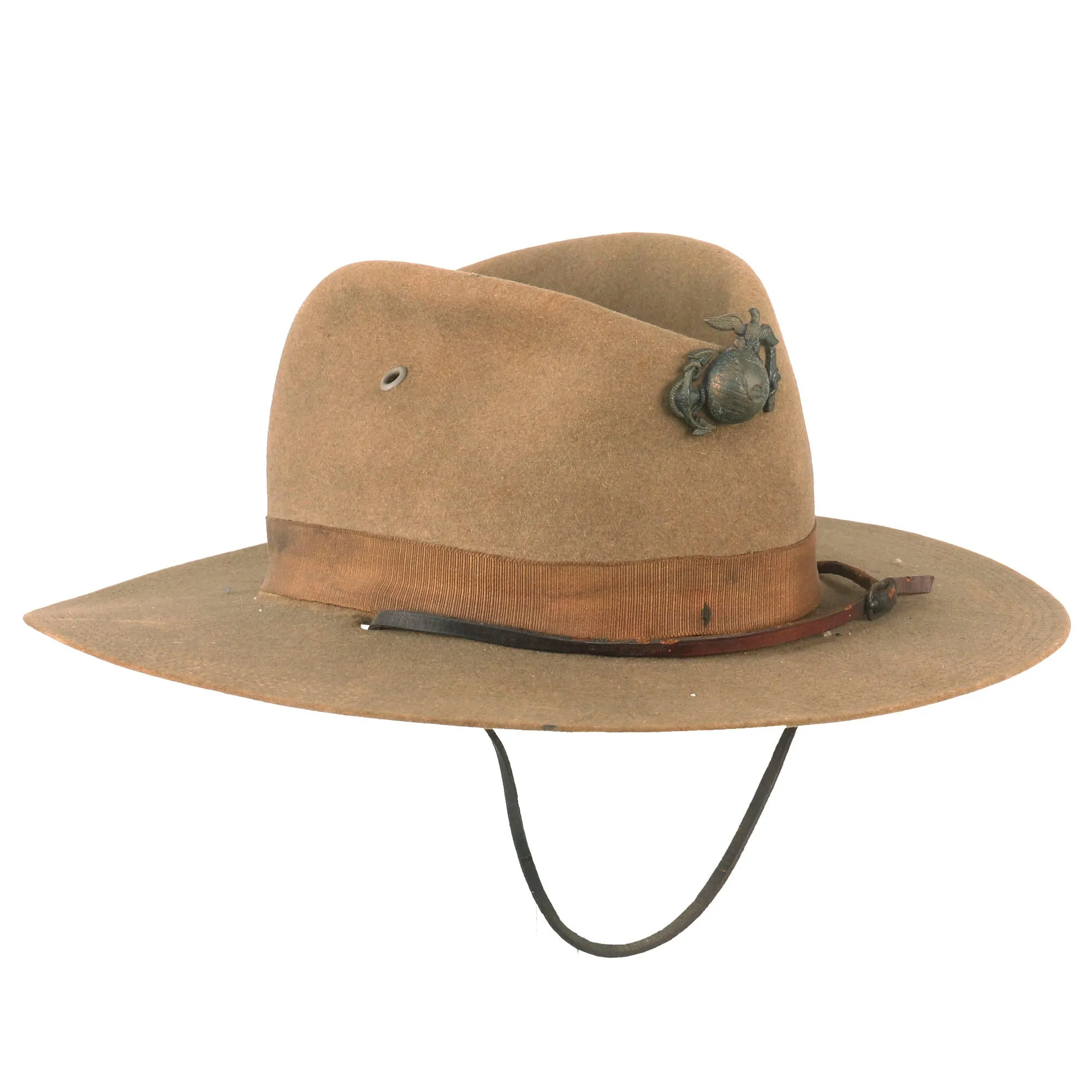 Original U.S. WWI Marine Corps M-1912 Campaign Hat with Early EGA Device & Chinstrap - Size 6⅞