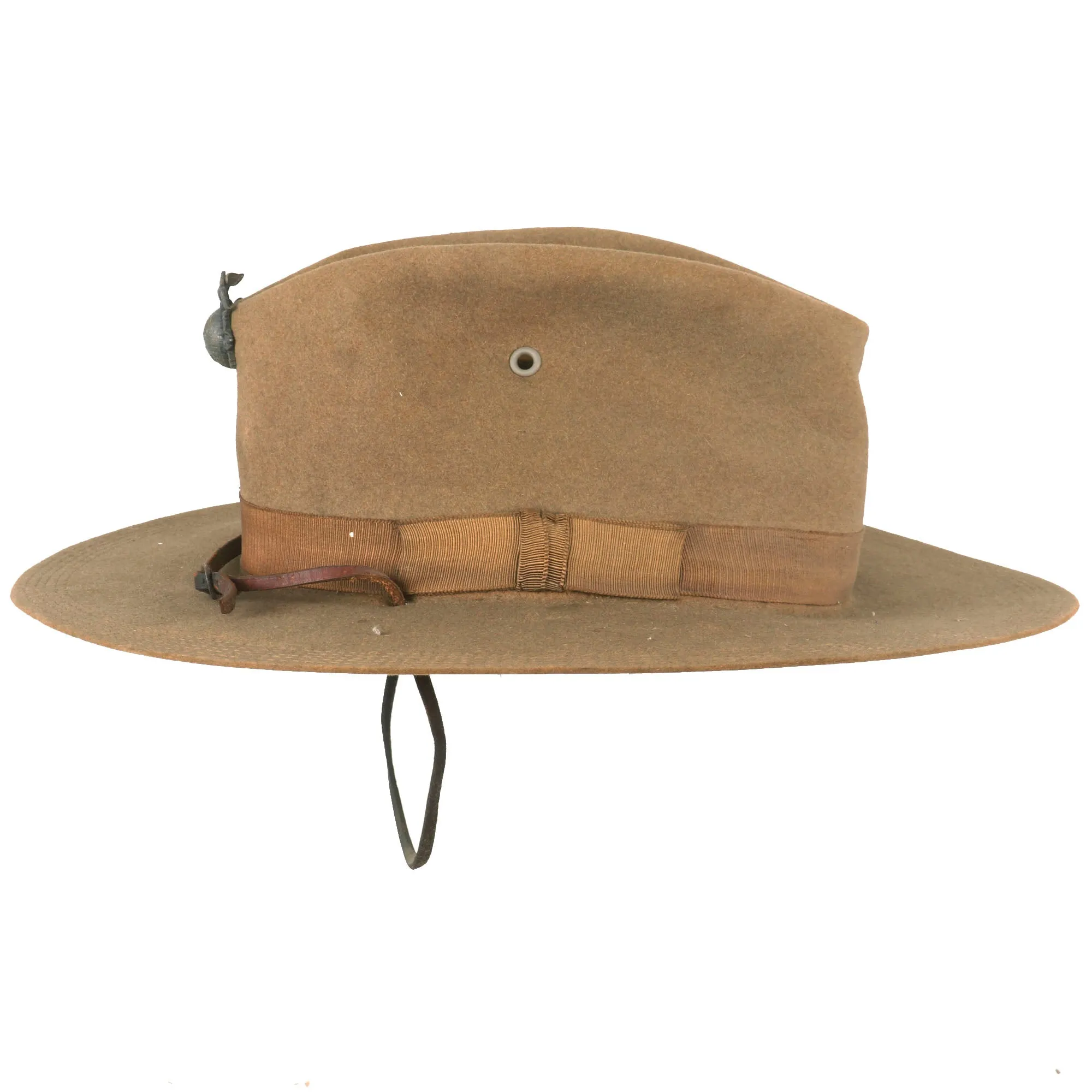 Original U.S. WWI Marine Corps M-1912 Campaign Hat with Early EGA Device & Chinstrap - Size 6⅞