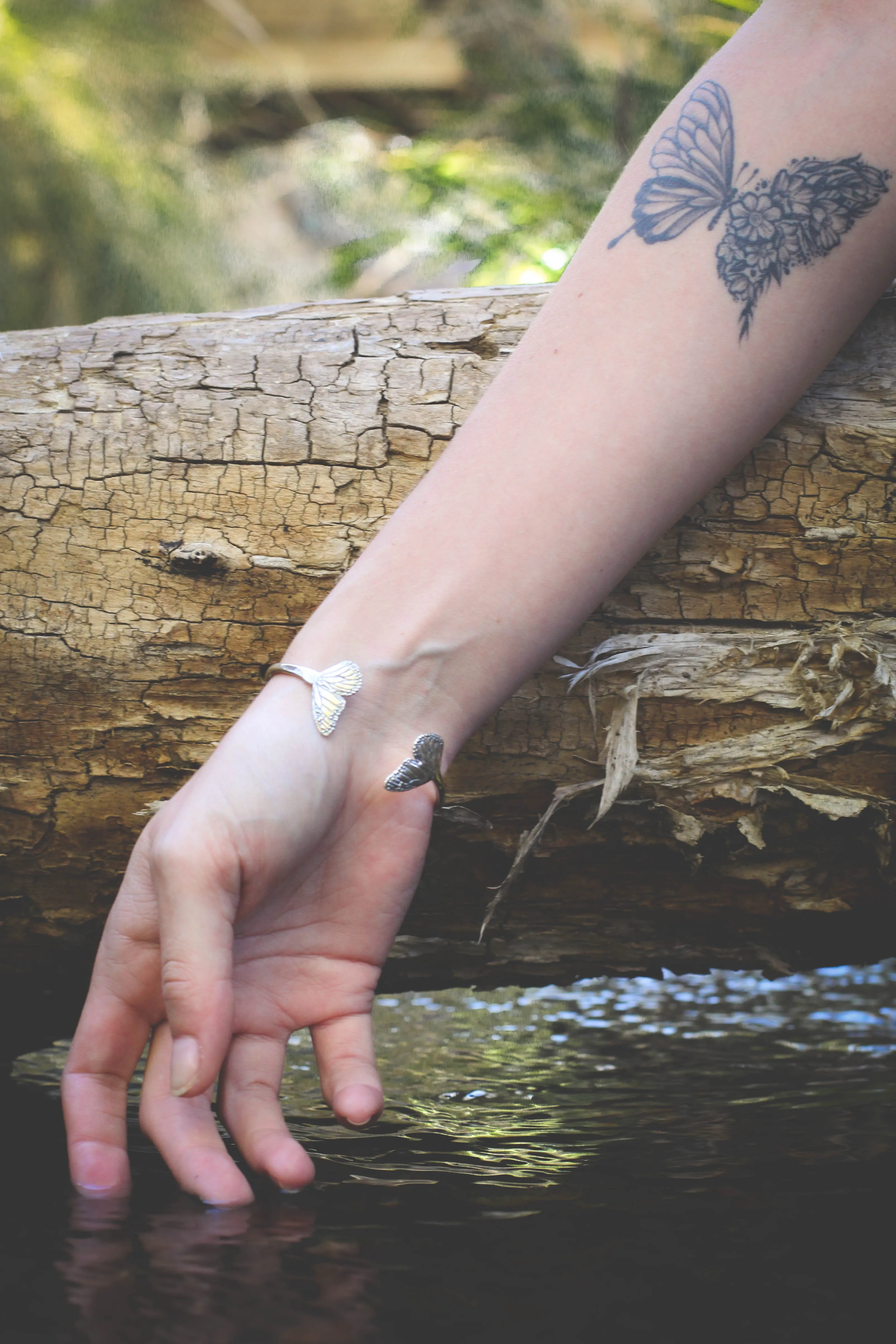 Painted Lady Butterfly Cuff Bracelet