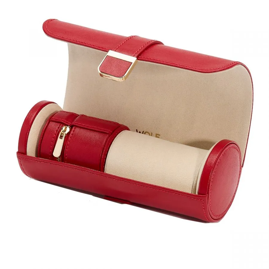 Palermo Double Watch Roll w/ Jewelry Pouch (Red)